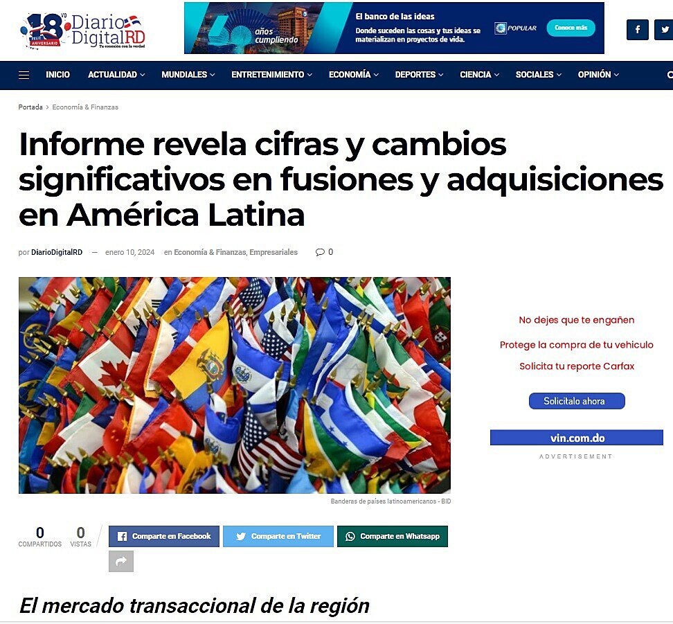 Informe revela cifras y cambios significativos en fusiones y adquisiciones en Amrica Latina